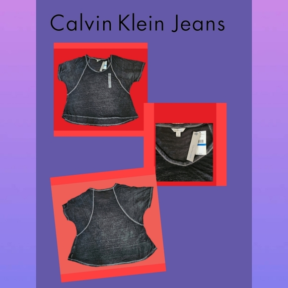CALVIN KLEIN JEANS Tops - CALVIN KLEIN JEANS PITCH BLACK DESIGNER TOP  SIZE X/L BNWT